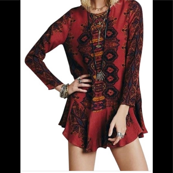 Free People Dresses & Skirts - Free People Smooth Talker Tunic Dress In Mirrored Tile Print
